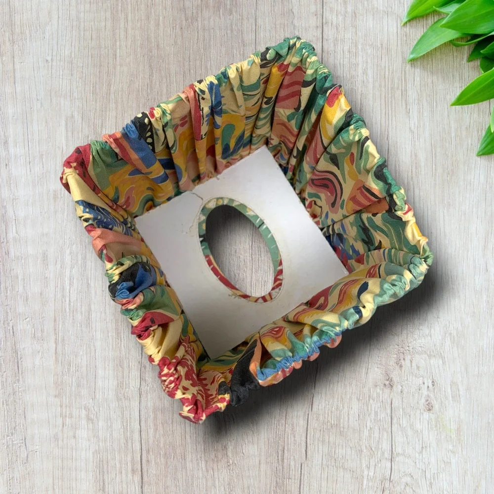 Vintage 90s Touch of Class Fabric Tissue Box Cover Cottage Floral Patchwork Cube